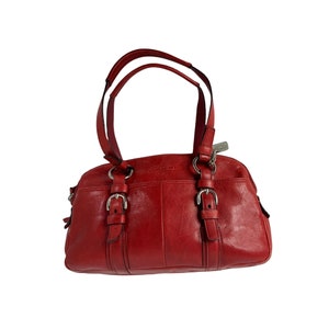 Coach Soho Red Leather Satchel Purse Triple Compartment