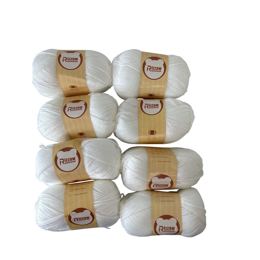 Rizzaw White Acrylic Yarn 250 Lot of 8 - Etsy