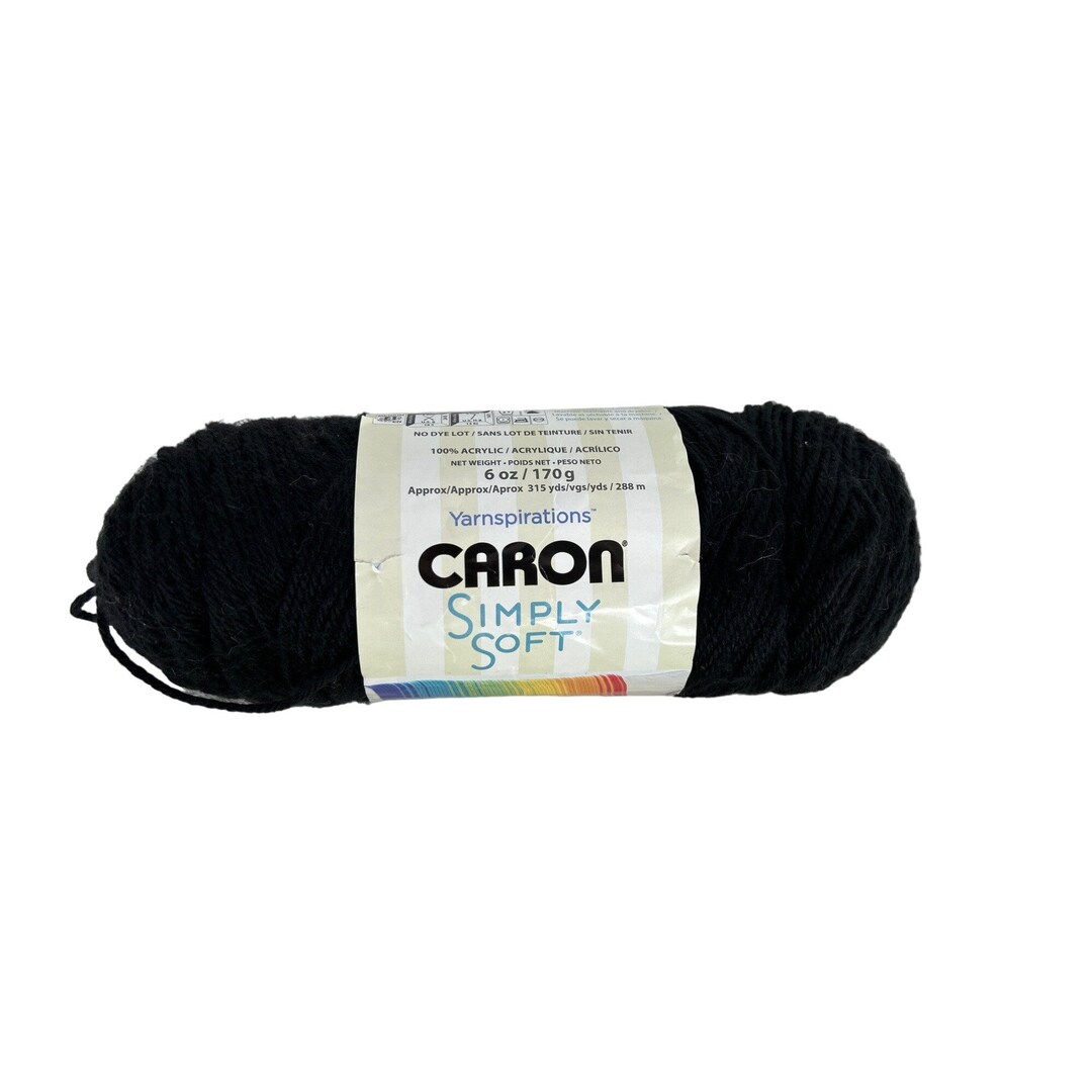 CARON Simply Soft Black Yarn 6 Oz 315 Yds Acrylic AT160 - Etsy