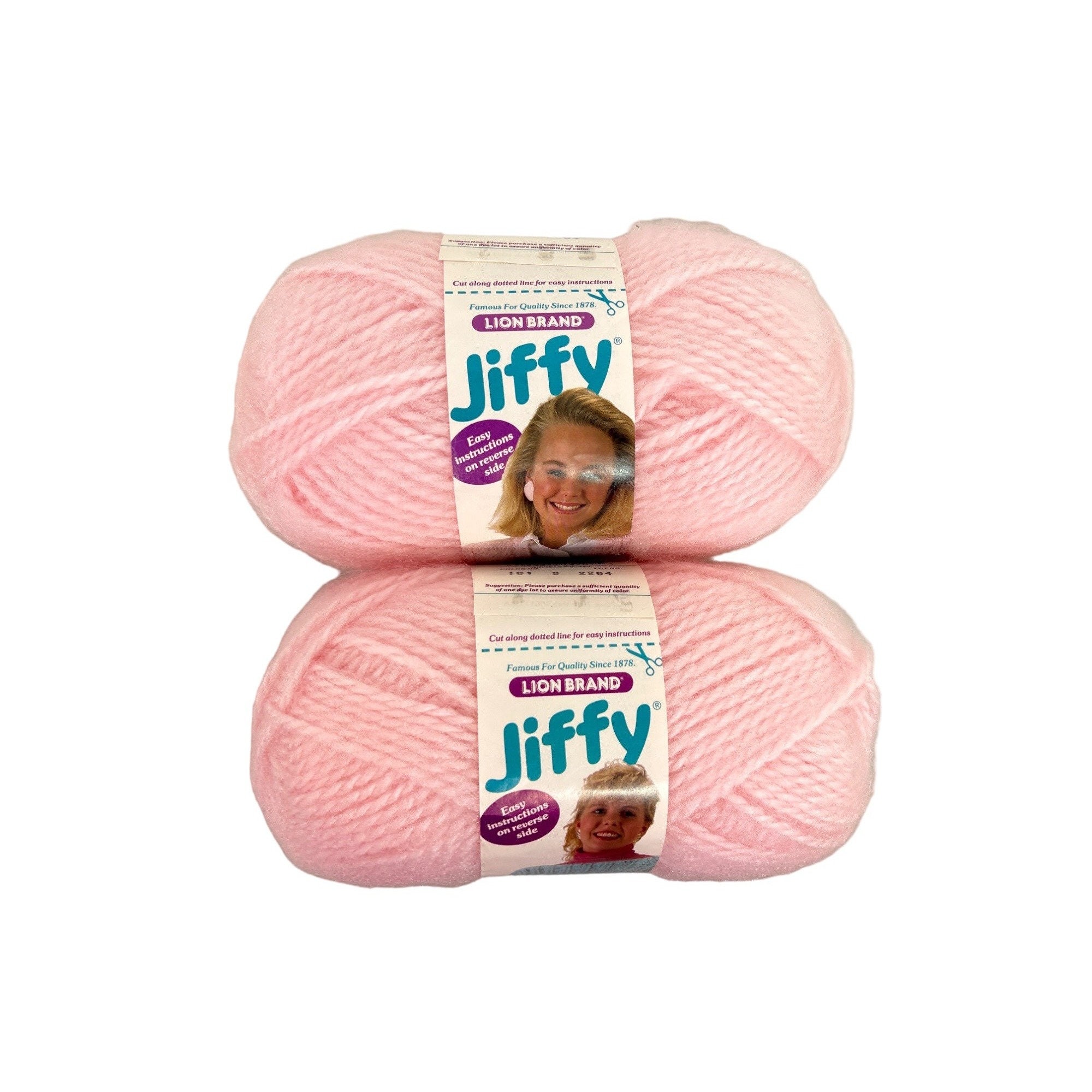 Lion Brand Jiffy Yarn 101 Light Pink Acrylic 3 oz AT158 Lot of 2 Vintage  Yarn