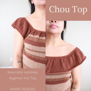 Knitted Top Pattern | Spring Knit Top w/ ruffled sleeves | Modern Knit | Beginner Knit | Knit PDF Pattern | Knit Top for Women | Chou Top