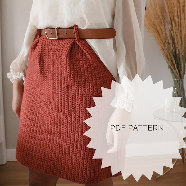 Crochet Pleated Skirt Pattern, Cottagecore Crochet Skirt Pattern, Above the Knee Crochet Skirt, Intermediate Crochet Pattern, Modern Crochet