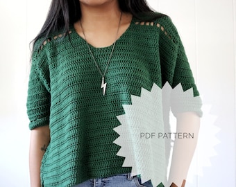 Crochet Shirt Pattern, Beginner Crochet PDF Pattern, Modern Crochet Top, Crochet Shirt, Box Top Style Top, Easy Crochet Top for Summer