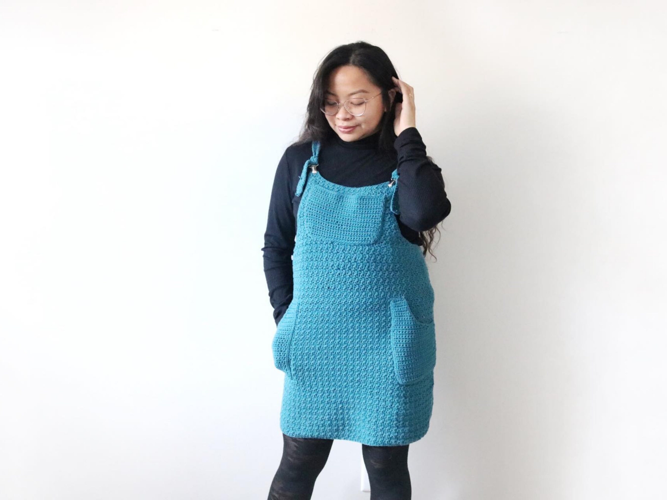Crochet Overall Dress With Pockets PDF Pattern, Textured Crochet Dress,  Jumper Dress Tutorial, Crochet Coverall Dress Pattern for Size XS-XL - Etsy