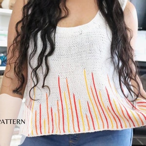 Knitted Top Pattern | Easy Knit Top with vertical stripes | knitted tank top for summer | Summer knit top for beginners | Bette Sunshine Top