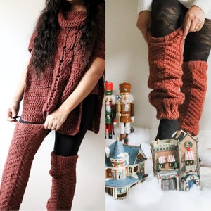Knitted Leg Warmers PDF Pattern, Thigh High Leg Warmers for Women, Winter boot cuffs pattern, Easy Cozy Woman&#39;s Leg Warmers Knit Pattern