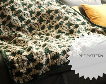 Mosaic Crochet Afghan Pattern | granny Square Crochet blanket | modern crochet decor throw blanket | Coco Kali Afghan Pattern