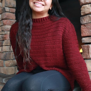 Crochet Pullover Pattern for Women, Intermediate Crochet Sweater Tutorial, Modern Crochet Sweater Pattern, Sleeved Sweater  Mock Turtle Neck