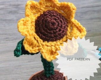 Crochet Sunflower Pattern | Crochet Flower | Sunflower Centerpiece | Sunflowers Home Decor | Sunflower Gift | Amigurumi Sunflower
