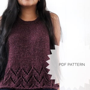 Knitted Top Pattern , Sleeveless knit top for women, Knitting patterns for beginners, easy summer knitting pattern, beginner knit top