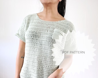 Patrón de camisa de crochet, top de crochet para principiantes, prenda de crochet para principiantes, patrón de top de crochet fácil, patrón de crochet moderno para principiantes