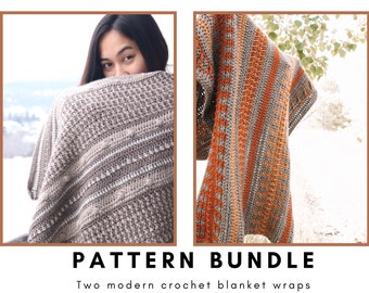 Crochet Pattern Bundle, Modern Crochet Blanket Wrap, Cozy Bohemian Wrap, Oversized Crochet Shawl, Intermediate Crochet Large Scarf Pattern