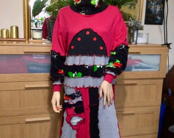 XL colourful patchwork tunic/dress ideal for Christmas