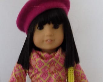 HTF Ivy Ling American Girl Doll Asian W Meet Outfit, Beret EUC