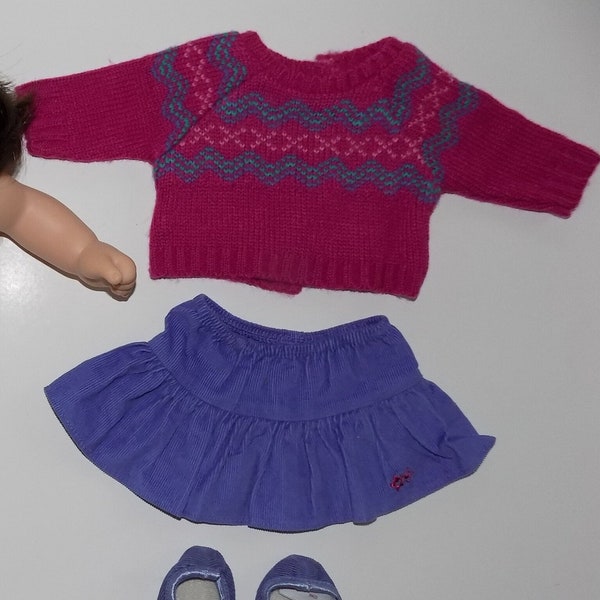 Bitty Twin American Girl Baby Doll Fair Isle Outfit - Sweater, Skirt, Shoes
