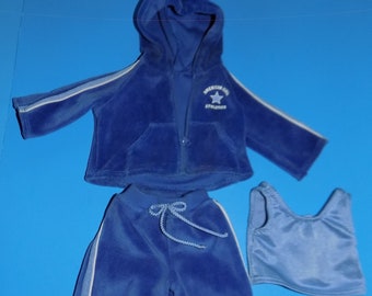 Retired American Girl Today Blue Velour Sweatsuit Outfit Hoodie