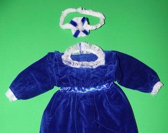 Blue Velvet Dress, Headband Similar to Samantha American Girl 18" Doll Dress UNTAGGED