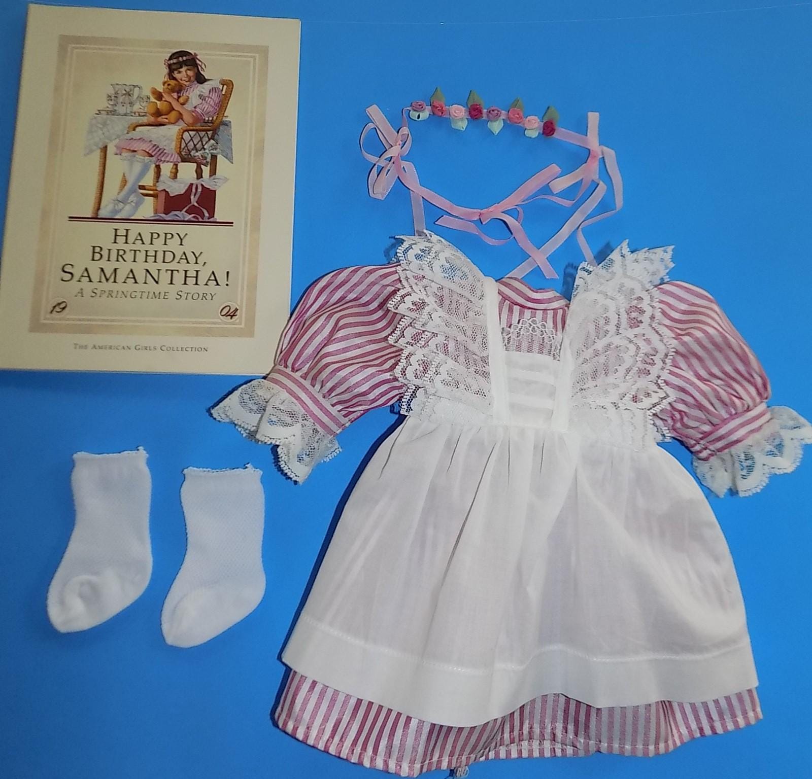1989 Pleasant Company Samantha Birthday Dress American Girl Doll Pinafore  Circlet Socks Outfit Book EUC - Etsy