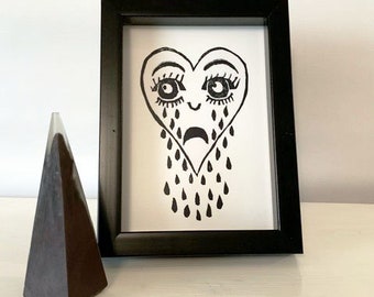 5x7" Crying Heart Print