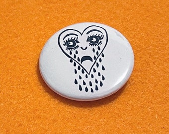 38mm Crying Heart Button Badge