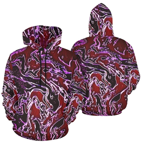 Amusement Park - Women's Pull Over Hoodie - violet red black white pink swirls - women's violet hoodies-women's pink hoodies-dark red hoodie