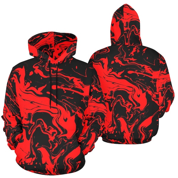 Red and Black Graphic Hoodies Etsy