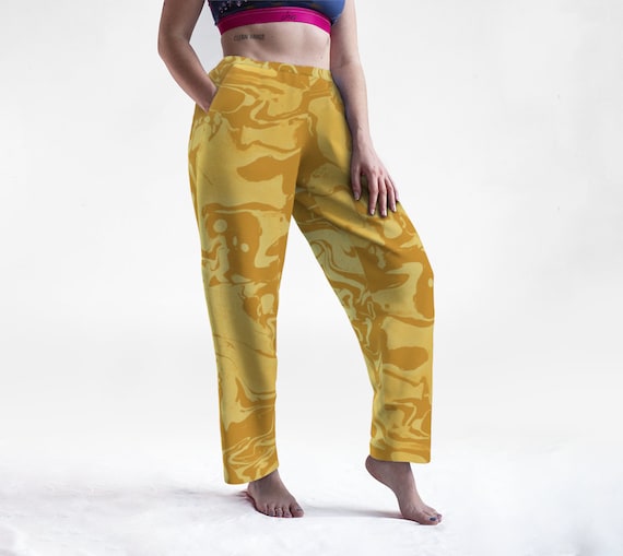 Apricot Unisex Lounge/pajama Pants Orange Abstract Swirls Women's