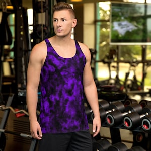 Mist of True Instincts - Herren Tank Top - Lila Schwarz Mist Smokey Cloudy Style Design - Herren Schwarz und Lila Tank Top - Herren Schwarz Tank