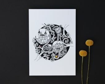 Verwarde stad - hoge kwaliteit Art Print - Wall Art - magische - sprookje