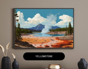 Impression numérique du parc national de Yellowstone - Yellowstone Geyser - Wall Art, Unique Home Decor, Nature Photography Print