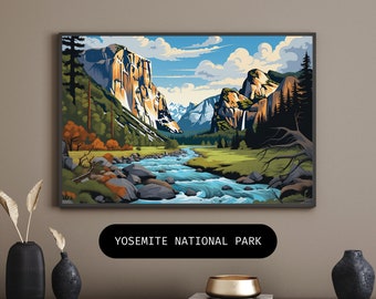 Impression numérique du parc national de Yosemite - Oeuvre de paysage à couper le souffle pour la décoration intérieure