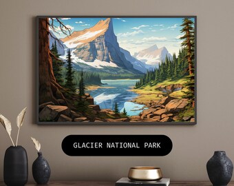 Impression numérique du parc national des Glaciers - Superbe art mural pour les amoureux de la nature et les amateurs d'aventure