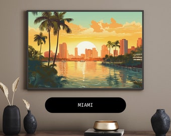 Miami Skyline DIGITAL Print, High Resolution Instant Download Art, Urban Cityscape Wall Decor