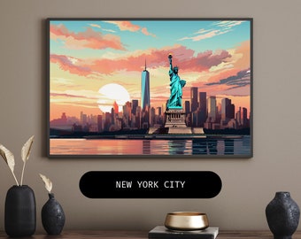 New York City DIGITAL Print de la Statue de la Liberté | Décor d'art mural.
