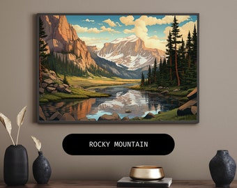 Impression numérique du parc national des Rocheuses | Décoration murale nature.