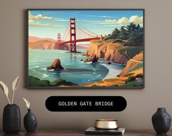 Impression numérique Golden Gate Bridge - Art du parc national de San Francisco haute résolution - Décoration murale parfaite pour la maison et le bureau