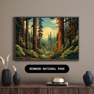 Redwood Forest DIGITAL Print – Wall Art - Nature Lover&#39;s Dream - High-Quality Landscape Photography - Vibrant Home Decor