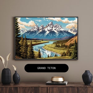 Grand Teton National Park DIGITALER Druck – Hochwertige, atemberaubende Landschaft Wandkunst