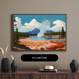 Yellowstone National Park DIGITAL print - Yellowstone Geyser -  Wall Art, Unique Home Decor, Nature Photography Print