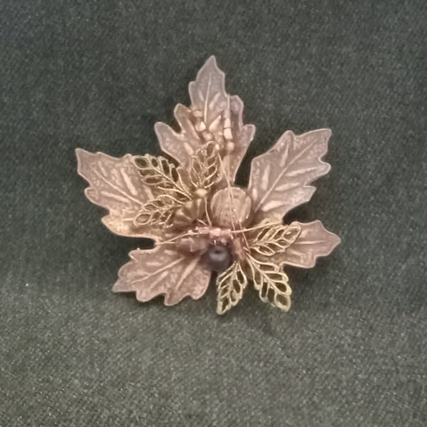 Cara Stimmel Ltd. copper leaf brooch
