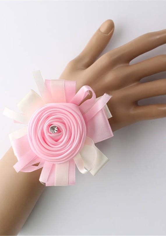 Bridesmaid Girls Wrist Corsage Rose Ribbon Flowers Wedding Prom