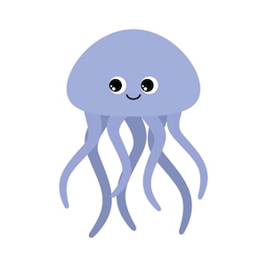 Jellyfish enkele clipart. Kwallenafbeelding. Digitale afbeeldingen, direct downloaden.