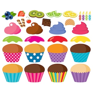 May include: A set of cupcake decorating supplies, including cupcake cases, icing, sprinkles, and candles. The cupcake cases are in various colours, including pink, blue, green, and yellow. The icing is in various colours, including pink, blue, and brown. The sprinkles are in various colours, including pink, blue, green, and yellow. The candles are in various colours, including pink, blue, and green.