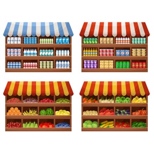 Supermarket clipart. Fruits, vegetables, dairy products, gastronomy. Supermarket vector clipart. Shop digital images