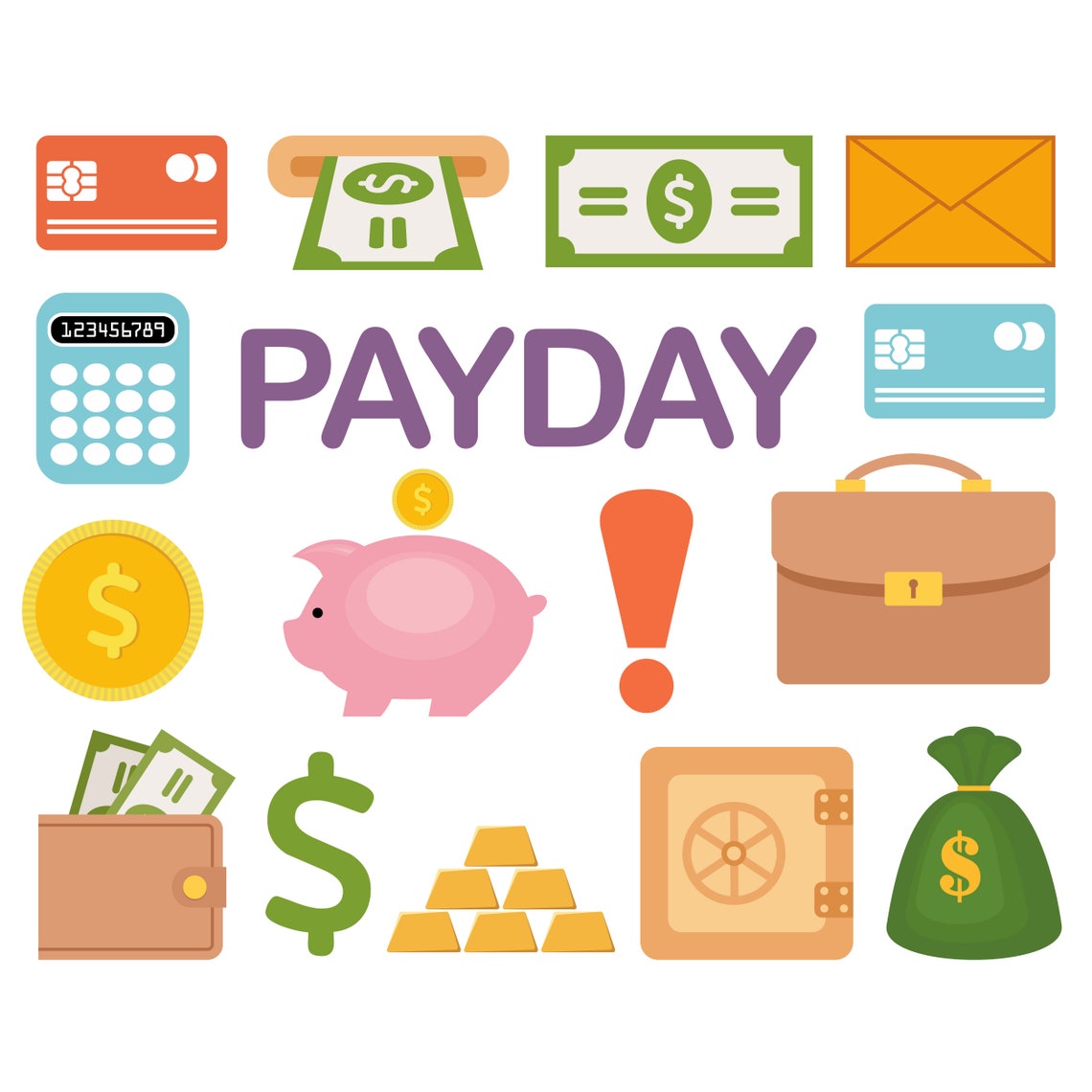 Money Clipart. Cash Payday Dollars. Vector Banking Graphic. - Etsy