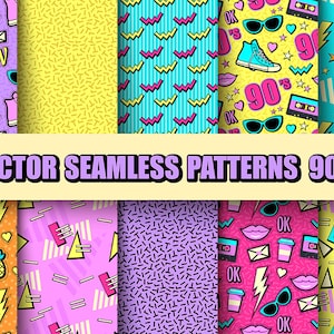 Papier numérique 90s 80s Motifs Imprimable sans couture. Style Memphis.