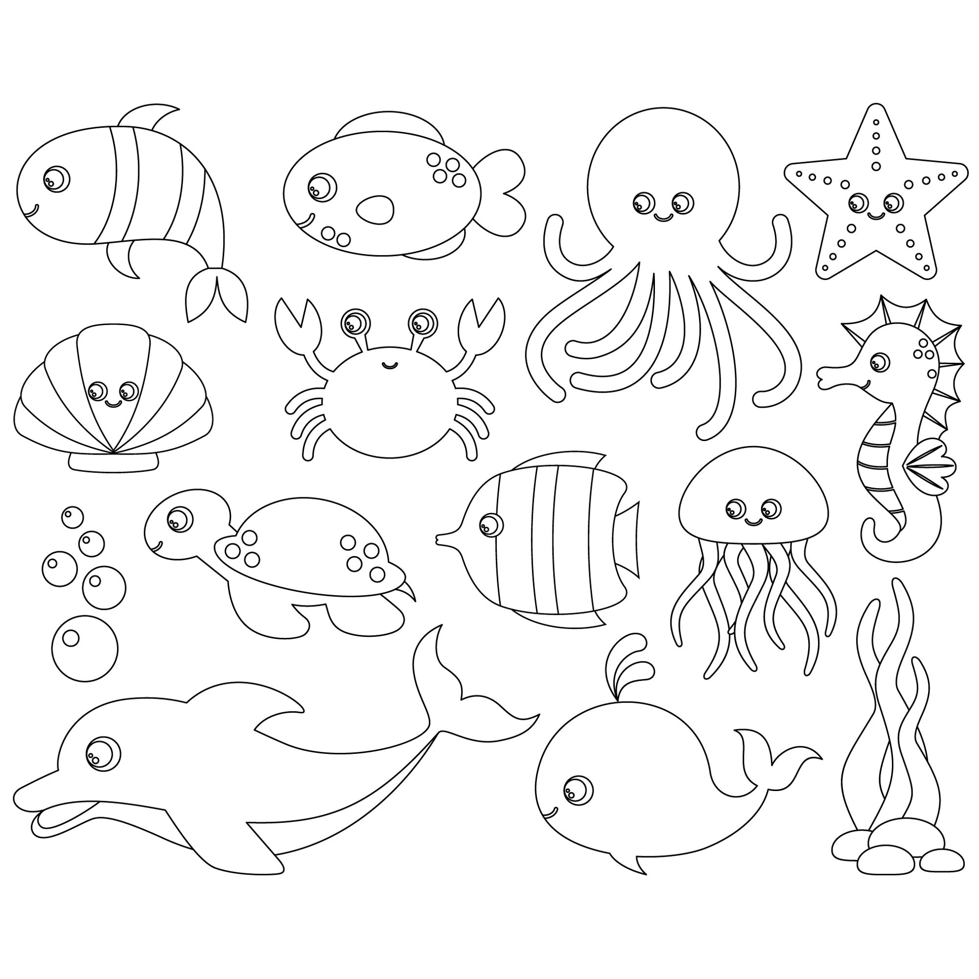 Sea Animals Digital Stamps. Sea Animals Line Art. Sea Animals - Etsy Sea Animals Digital Stamps. Sea Animals Line Art. Sea Animals - Etsy