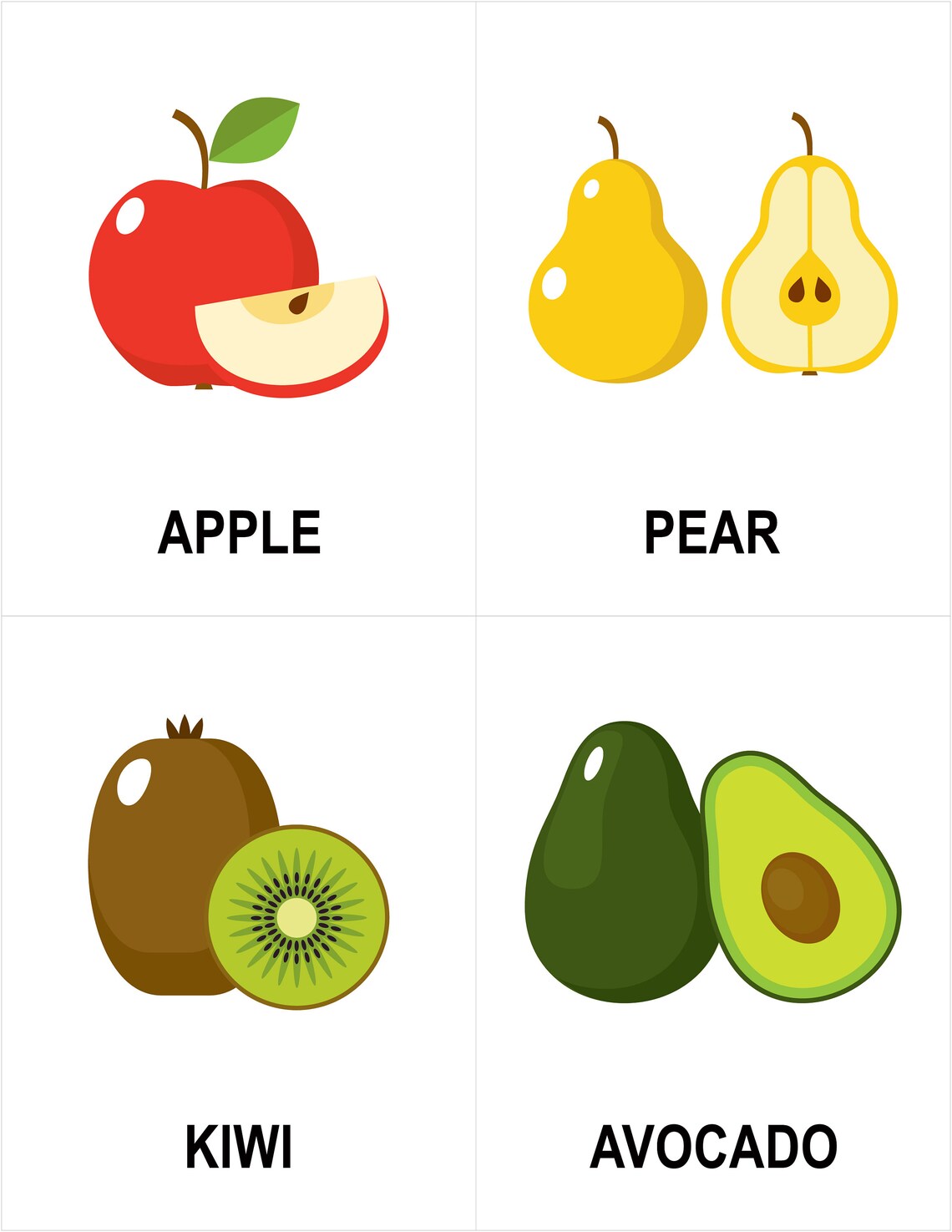 Fruits Printable Cards. Fruits Vocabulary. Kids Activities. Etsy