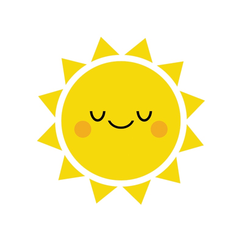 Sun single clipart. Sun graphic. Yappy sun. Digital images, instant download. image 1