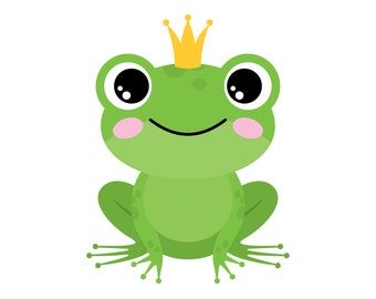 Princess frog single clipart. Princess frog graphic. Digital images, instant download.